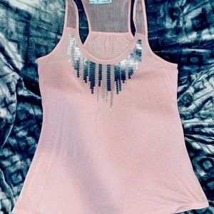 Pink sequin tank